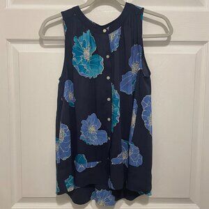 Loft Sleeveless Navy Floral Button Front Blouse (5 clothing items for $15)